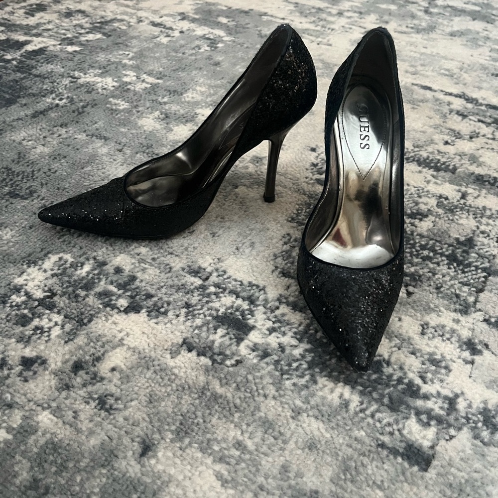 Guess Black Glitter Heels